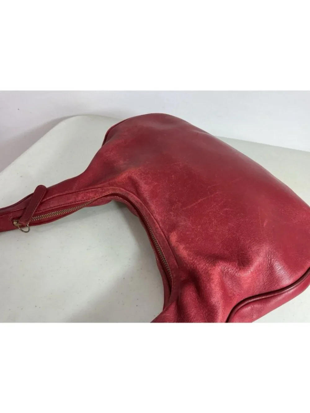 Coach Vintage Cherry Red Leather Zoe Hobo Bag Purse